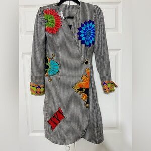 Vintage Richard Warren Black and White Dress, fully lined 100% rayon size 4